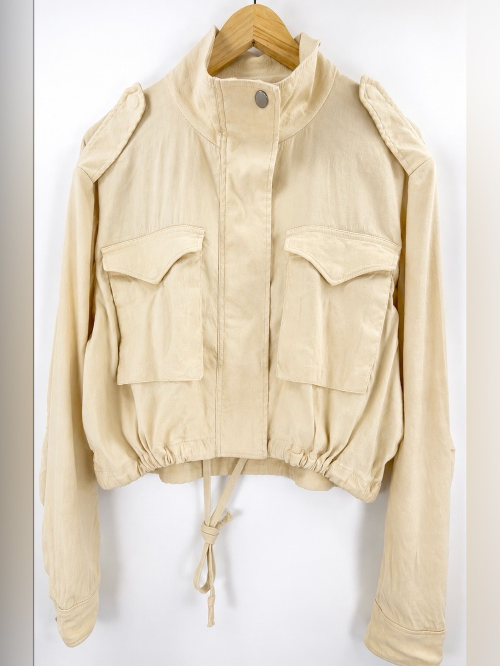 Rag & Bone M65 Cream Cropped Linen Blend Field Jacket M - Picture 2 of 13